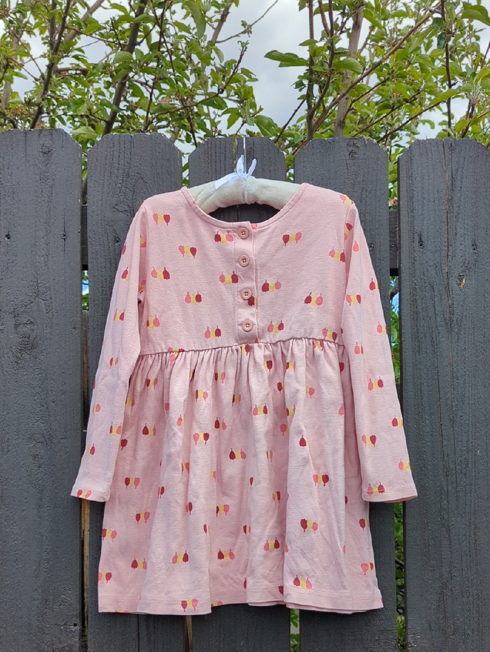 Hanna Andersson Longsleeve Button-Front Play Dress, Tulips Print, 5T